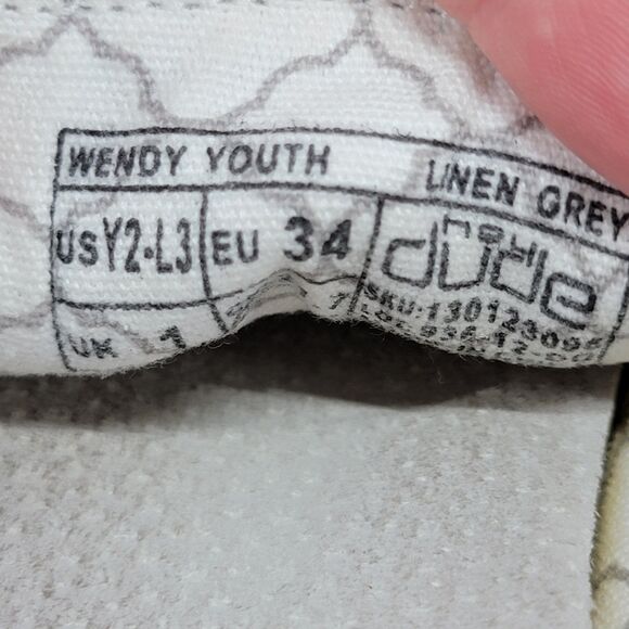 Hey Dude Linen Grey Wendy Youth Shoes - Size Y2 - L3 - Picture 6 of 6